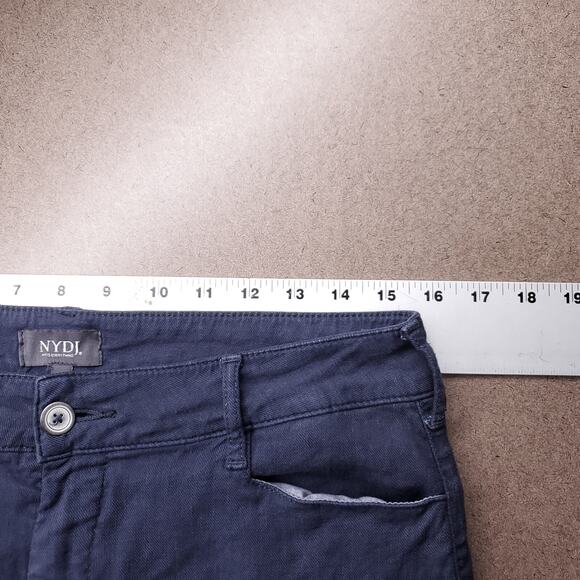 NYDJ Wide Leg Chino Trouser Pants Wmns 8 Blue Straight Linen Blend Casual Work - Picture 3 of 11